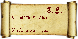 Bicsák Etelka névjegykártya